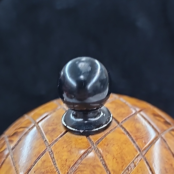 Tea Caddy Faux Burl Wood Acorn-Shaped - Picture 2 of 10